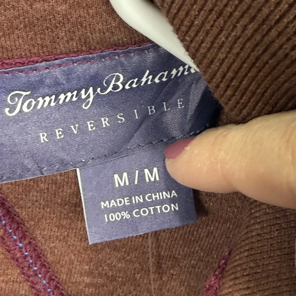 TOMMY BAHAMA Flip Side Twill Half Zip Reversible Pullover‎ Sz M  NEW